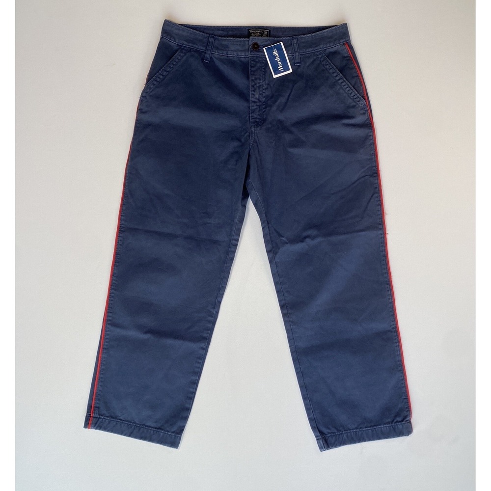 Women's Abercrombie and Fitch Chino High Rise Ankle Straight Size 32x26.5 Navy